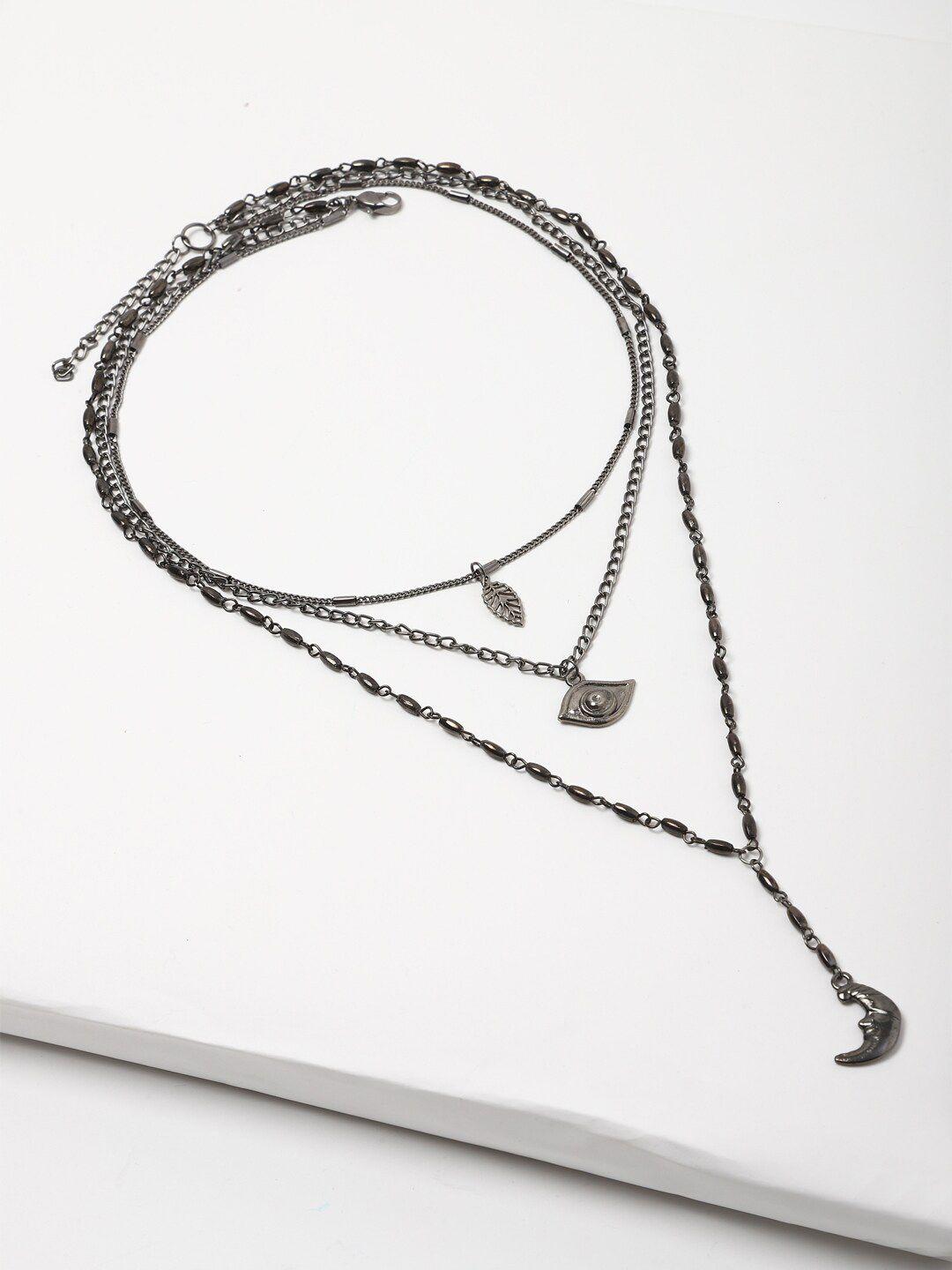 forever 21 grey charm layered necklace