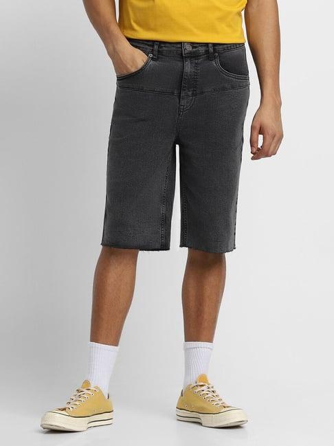 forever 21 grey cotton regular fit denim shorts