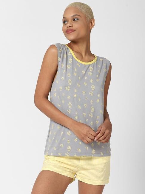 forever 21 grey printed t-shirt