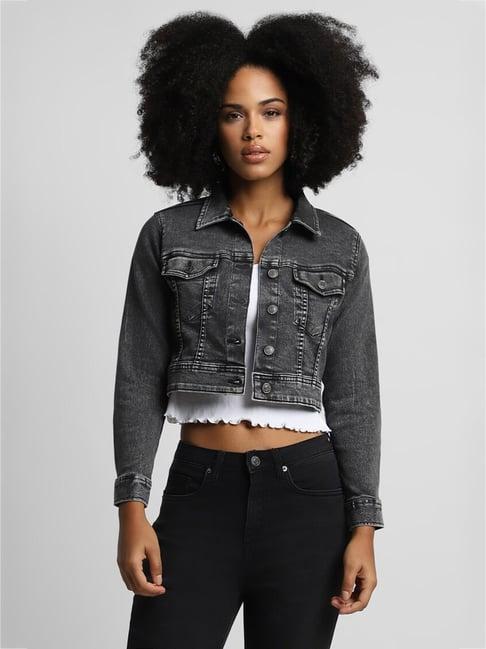 forever 21 grey regular fit cropped jacket