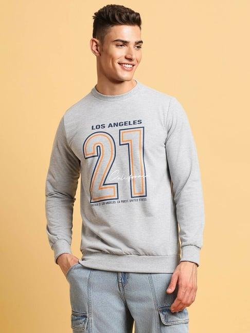 forever 21 grey regular fit printed sweatshirt