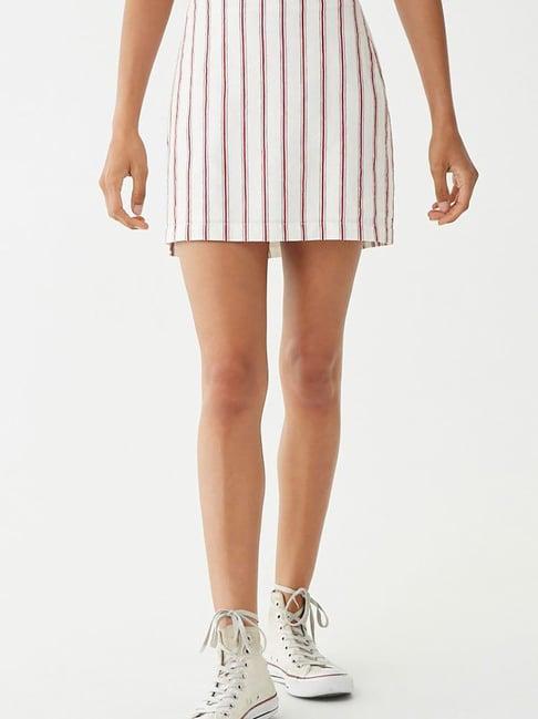 forever 21 ivory & red striped skirt