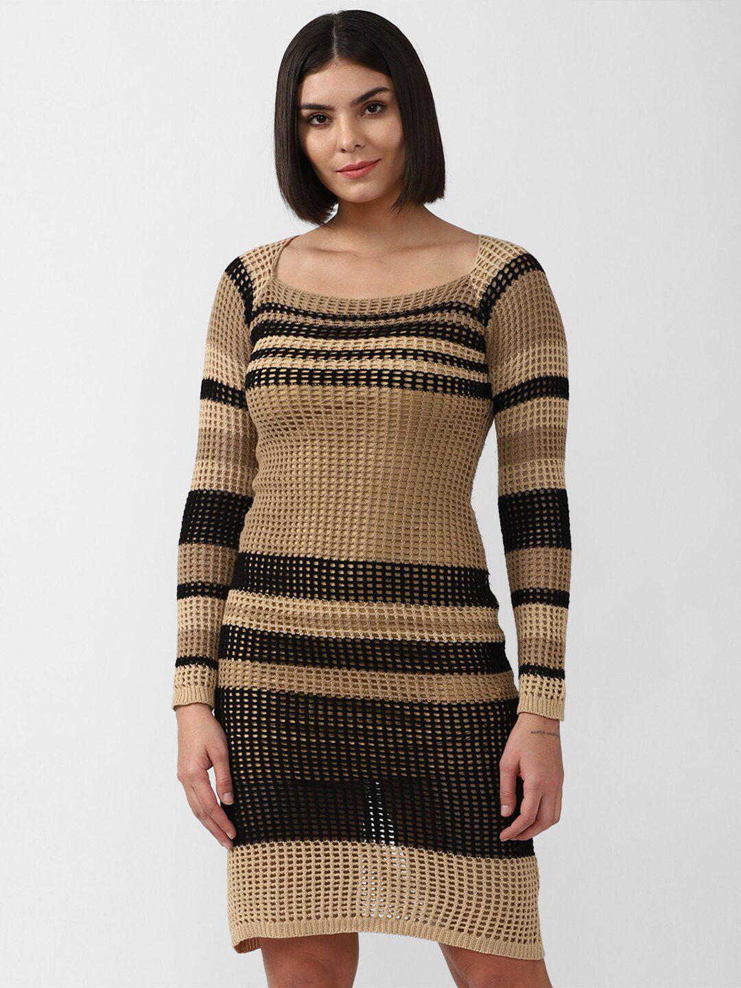 forever 21 khaki & black striped sweater dress