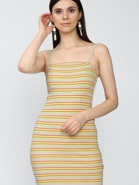 forever 21 khaki striped regular fit a line dress