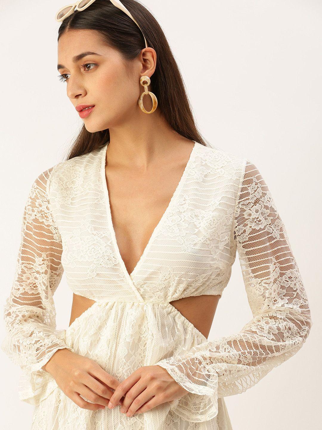 forever 21 lace & cut-out detail fit & flare dress