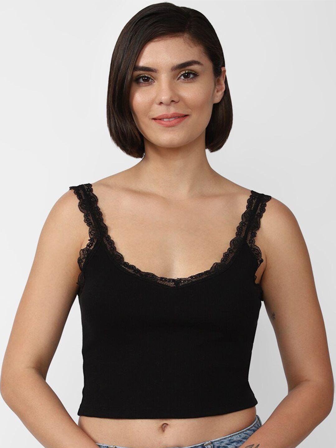 forever 21 lace detail tank crop top