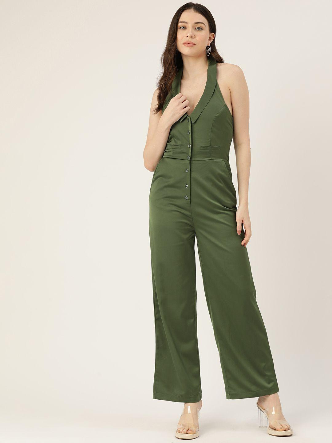 forever 21 lapel collar smocked jumpsuit