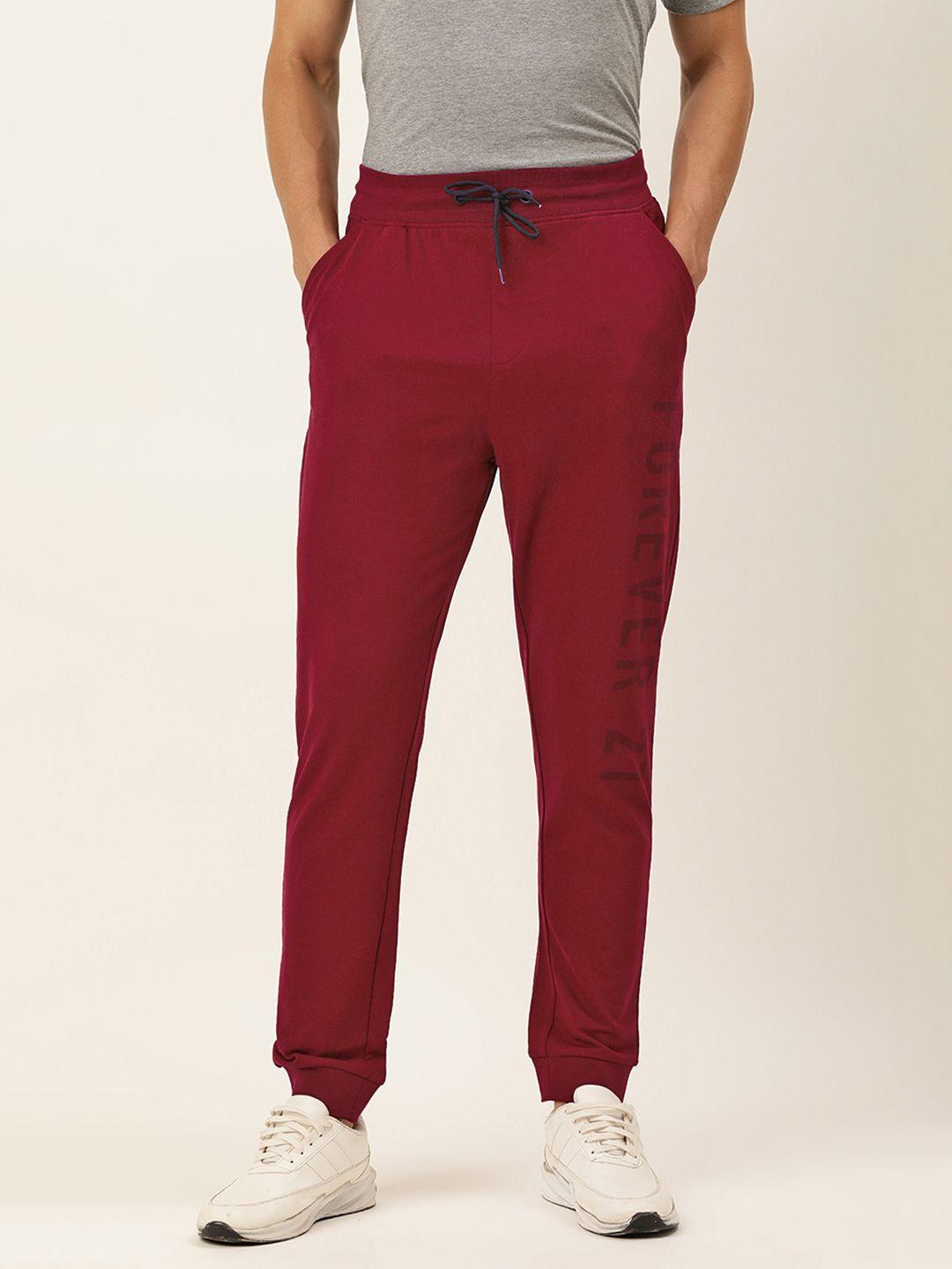 forever 21 maroon brand logo printed active sport joggers track pant