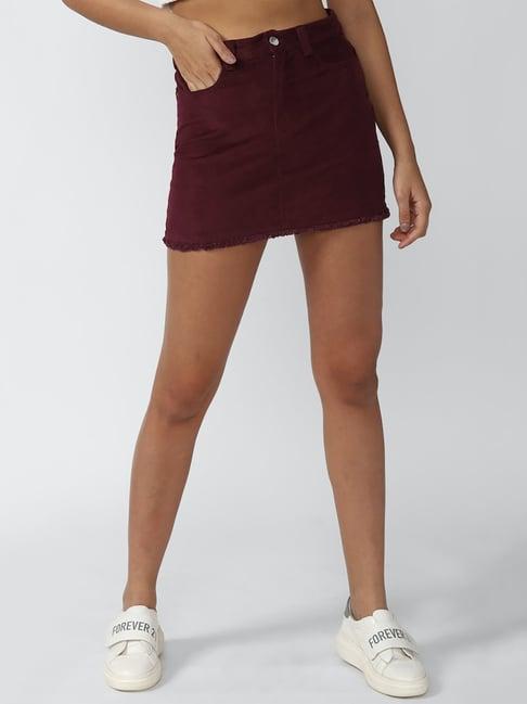 forever 21 maroon cotton mini skirt