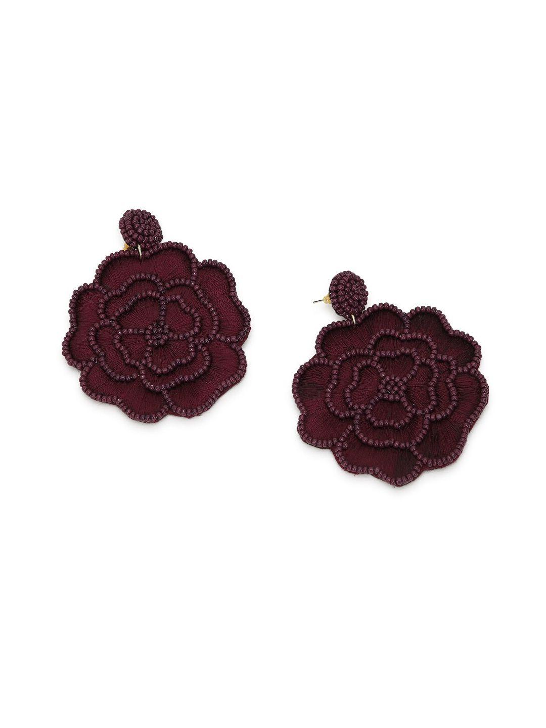 forever 21 maroon floral drop earrings