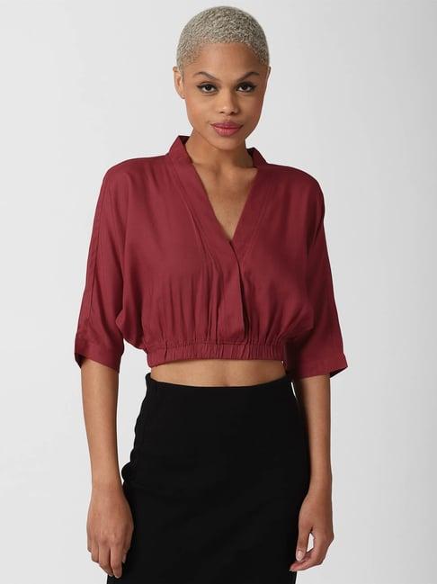 forever 21 maroon regular fit crop top