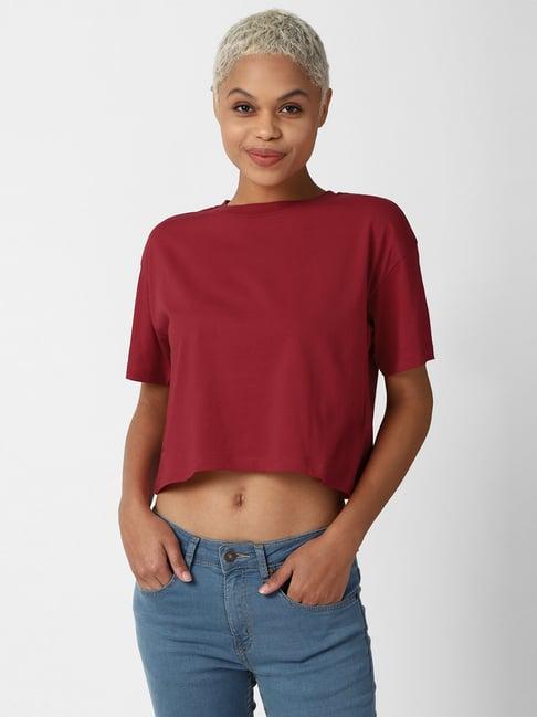 forever 21 maroon regular fit crop top