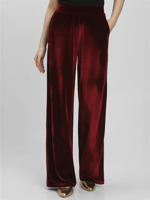 forever 21 maroon regular fit mid rise pants