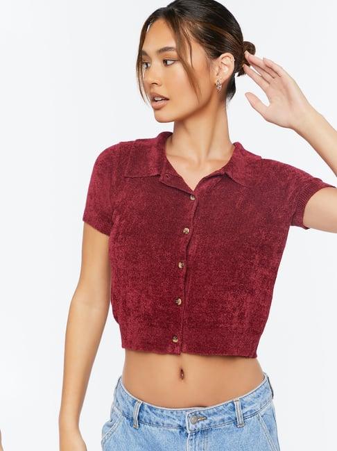 forever 21 maroon textured sweater