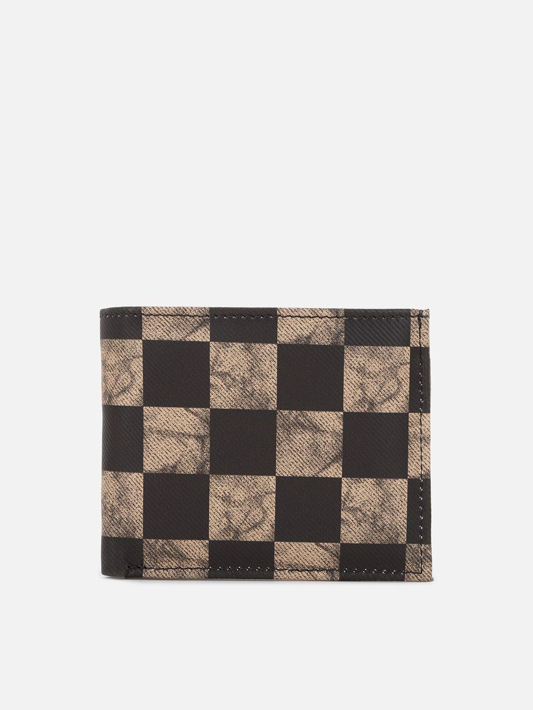 forever 21 men black & brown colourblocked pu two fold wallet