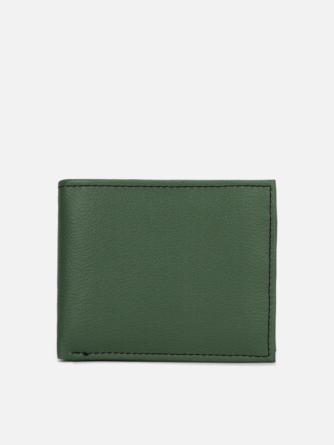 forever 21 men black & green colourblocked pu two fold wallet