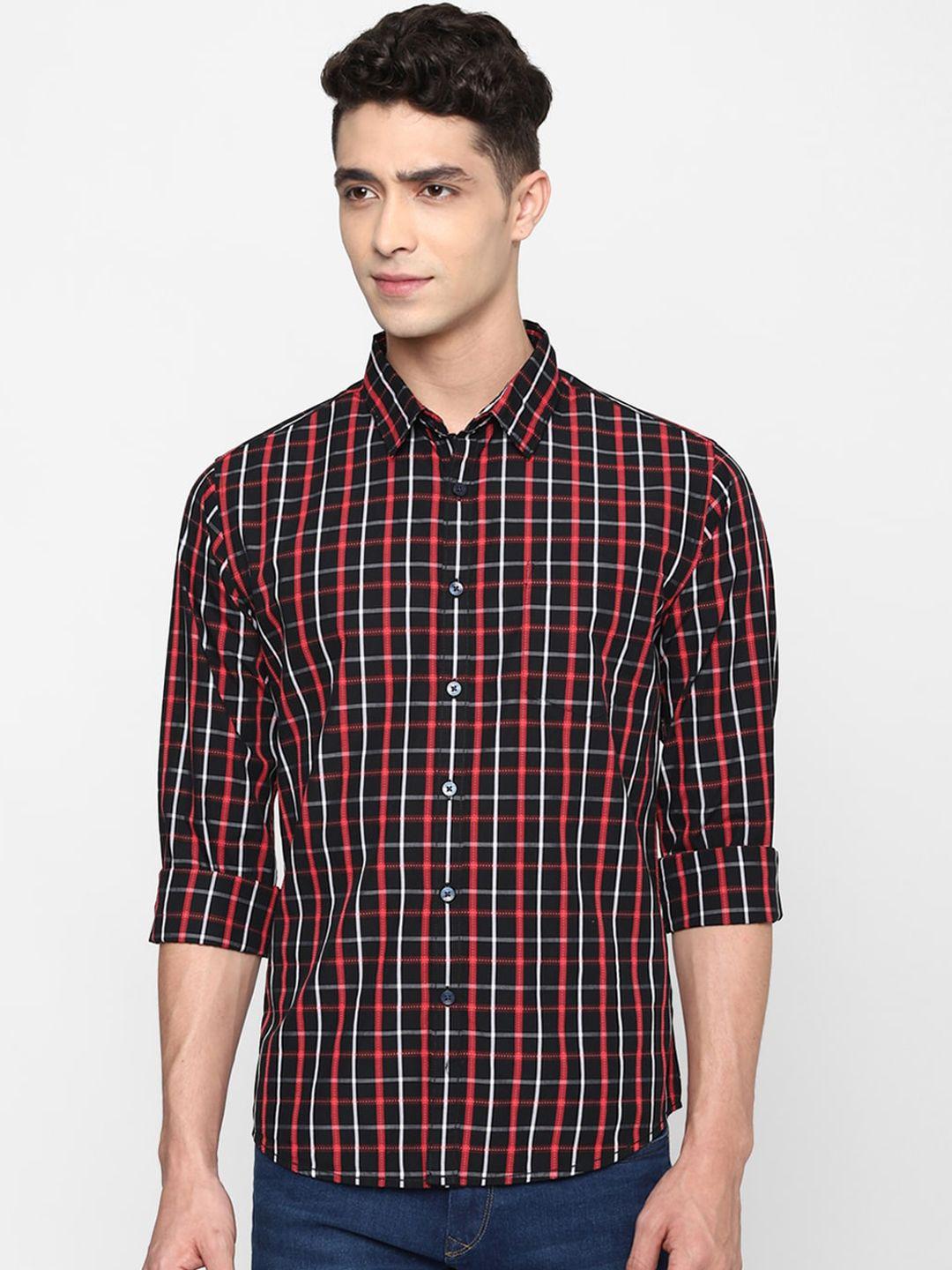 forever 21 men black checked pure cotton casual shirt