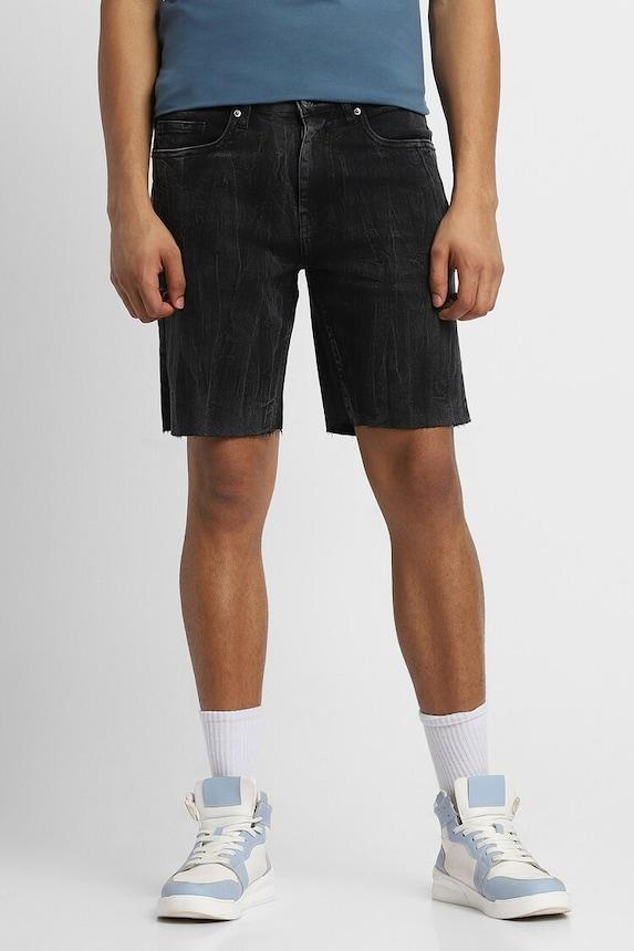 forever 21 men black denim shorts