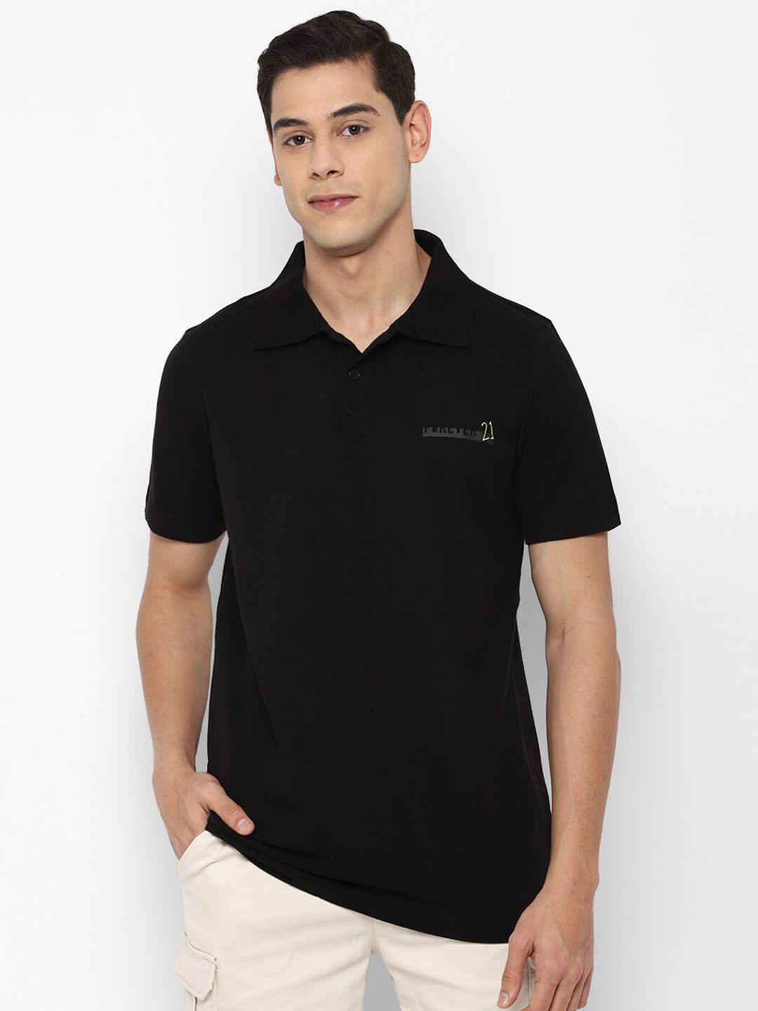 forever 21 men black polo collar t-shirt