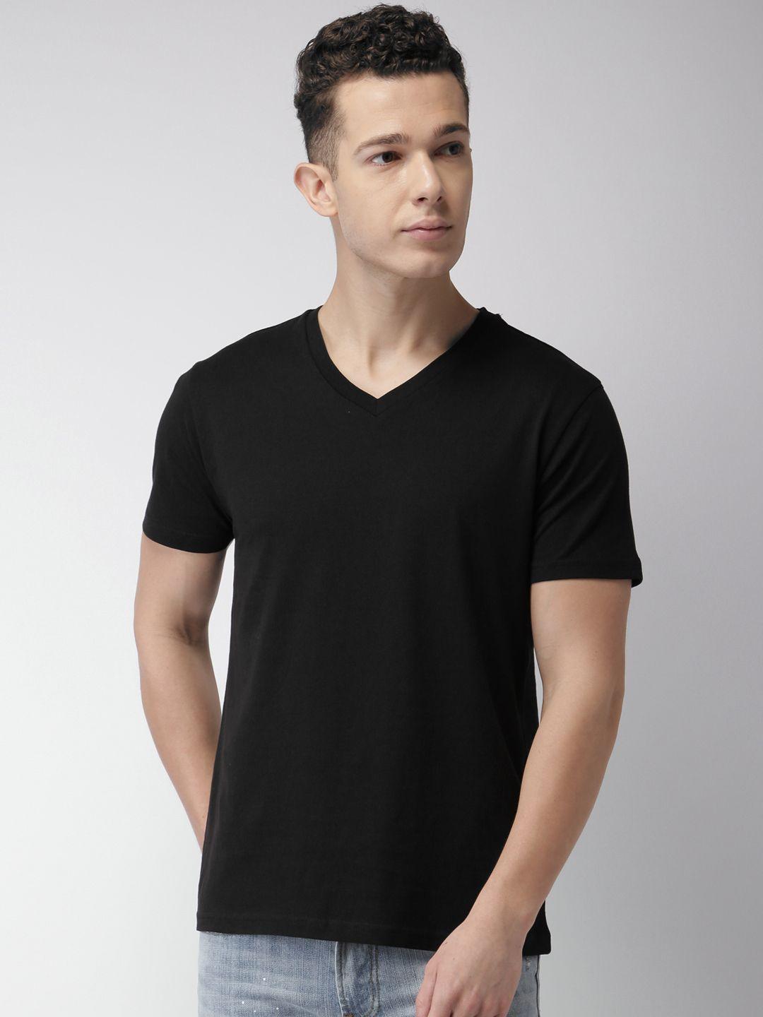 forever 21 men black solid t-shirt