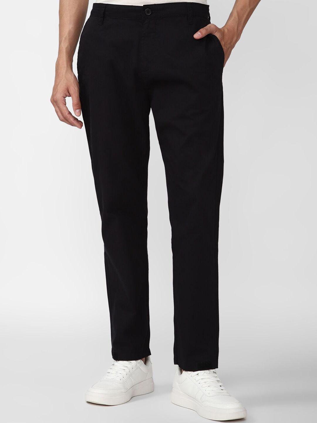 forever 21 men black solid trousers