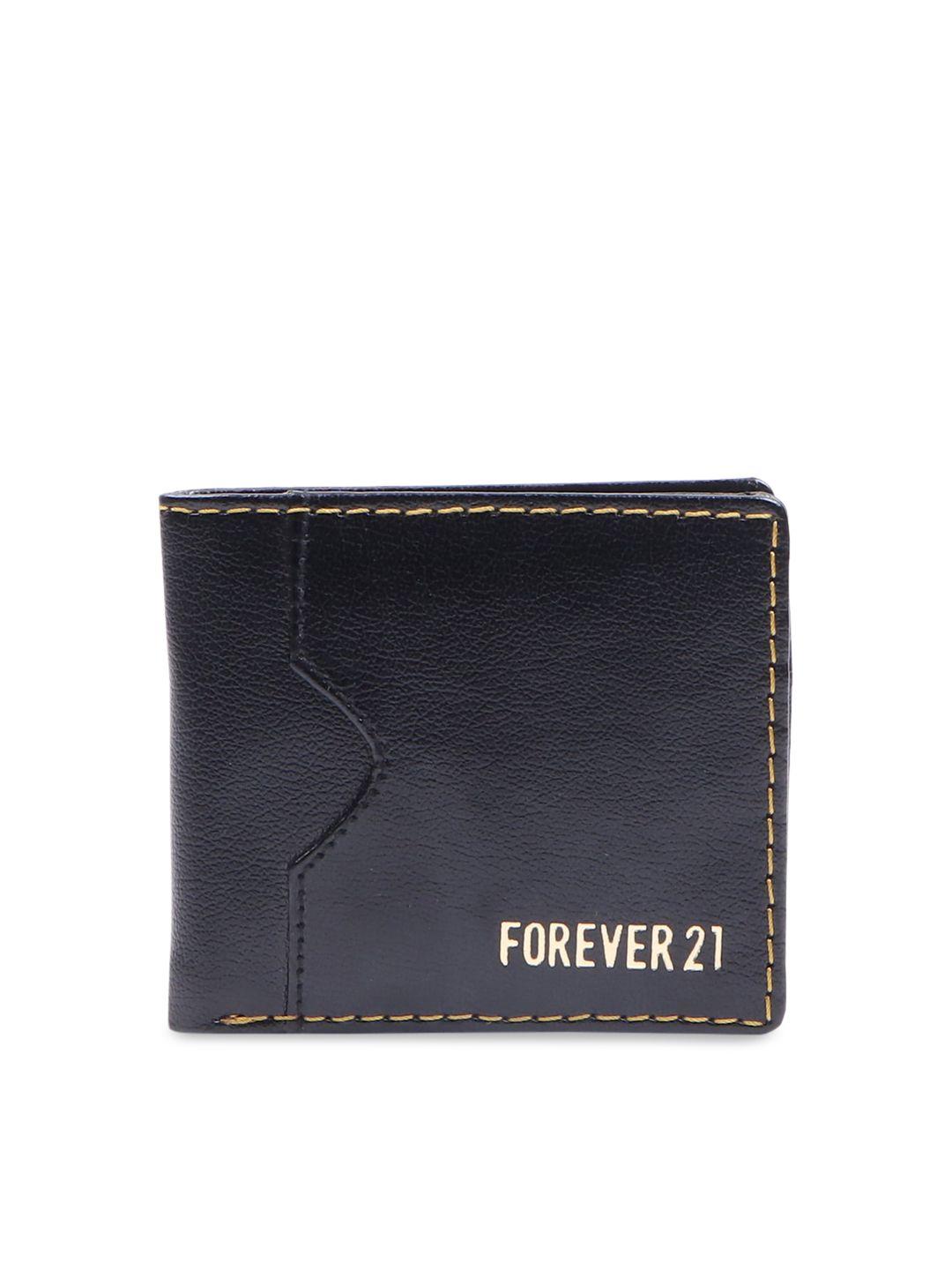 forever 21 men black solid two fold wallet