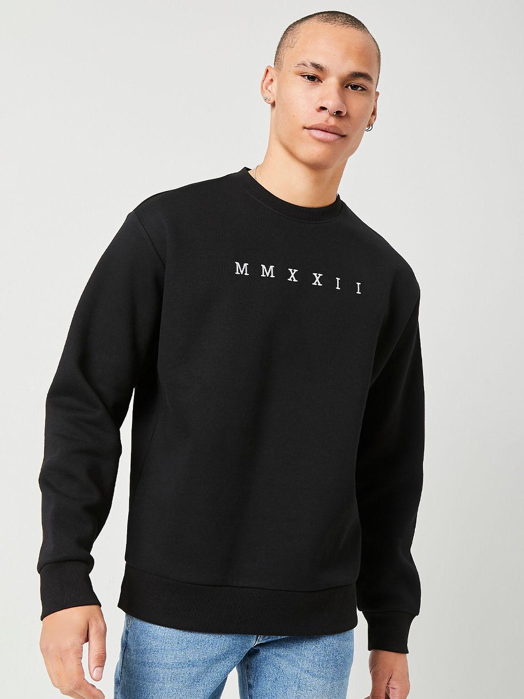 forever 21 men black typography printed cotton t-shirt