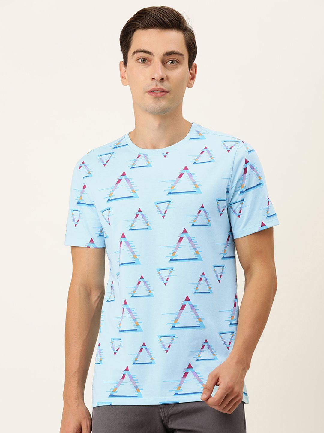 forever 21 men blue & red printed round neck t-shirt