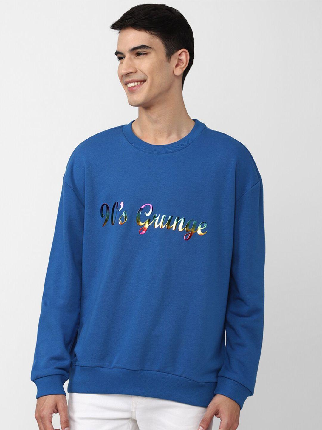 forever 21 men blue printed sweatshirt