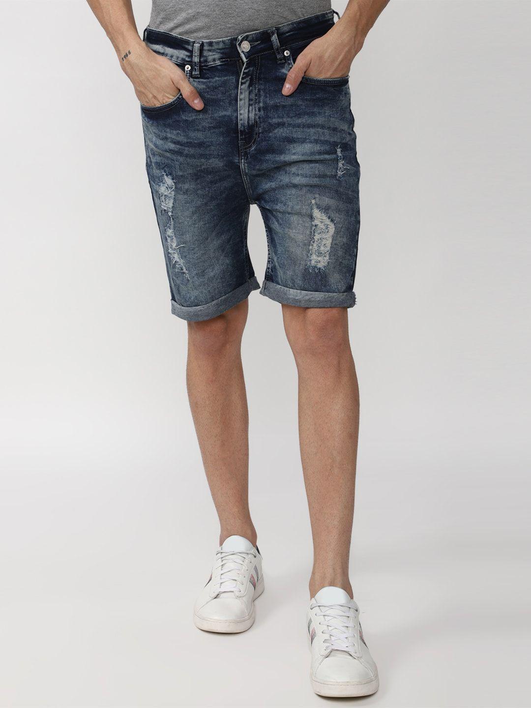 forever 21 men blue washed denim shorts