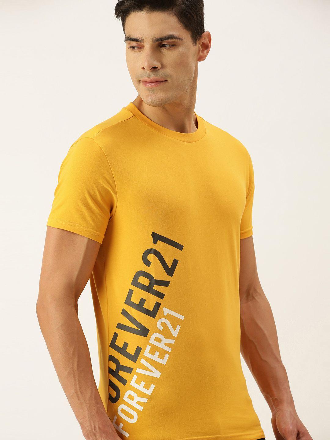 forever 21 men gold-toned typography printed slim fit t-shirt