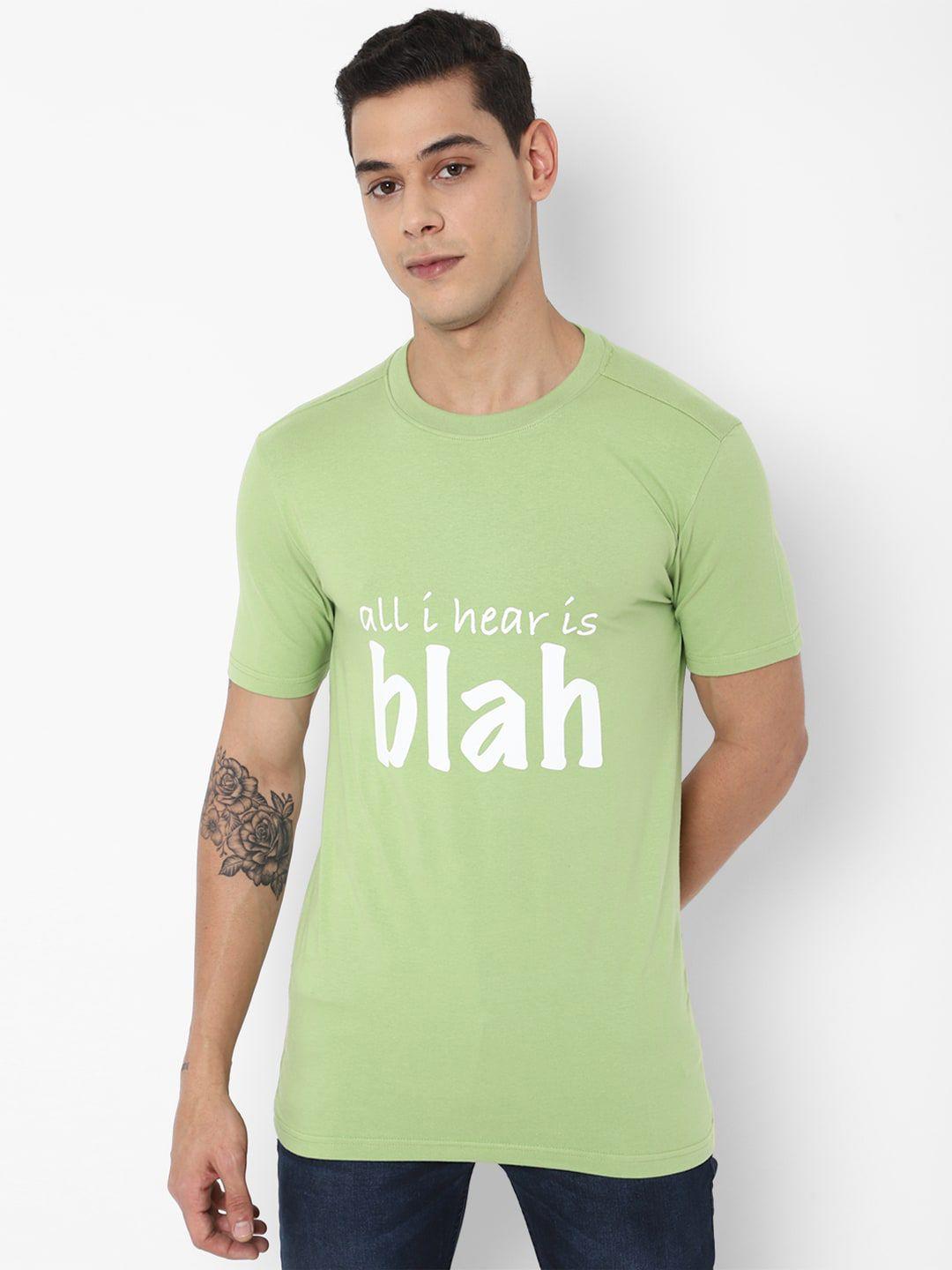 forever 21 men green typography printed  cotton t-shirt