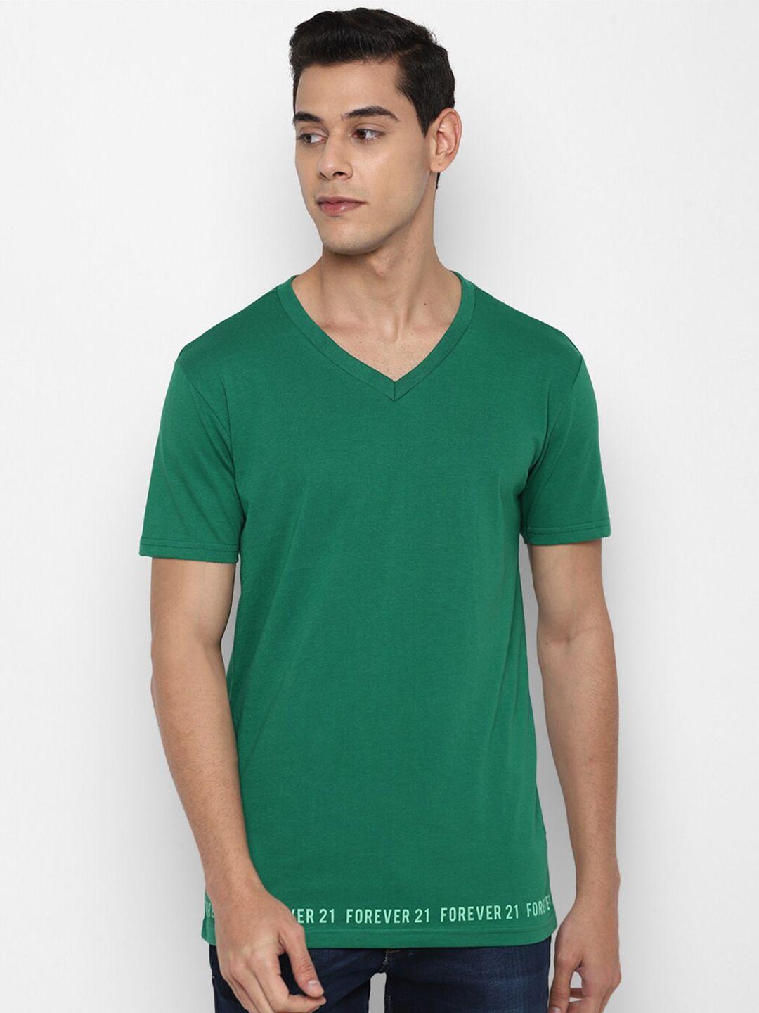 forever 21 men green v-neck t-shirt