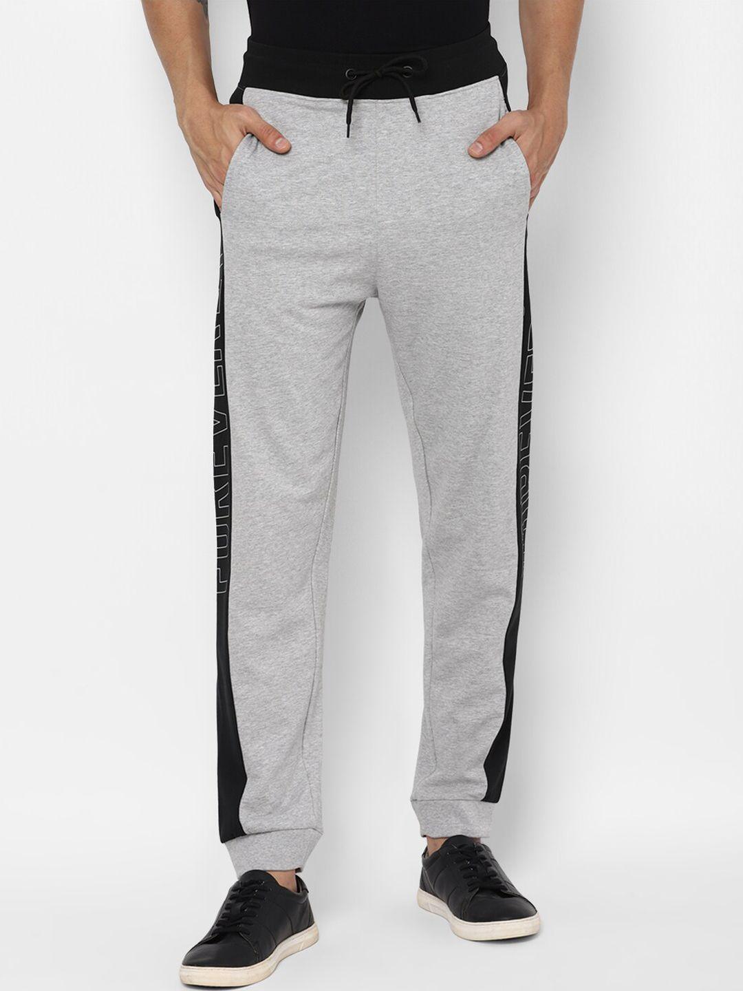 forever 21 men grey melange solid printed joggers