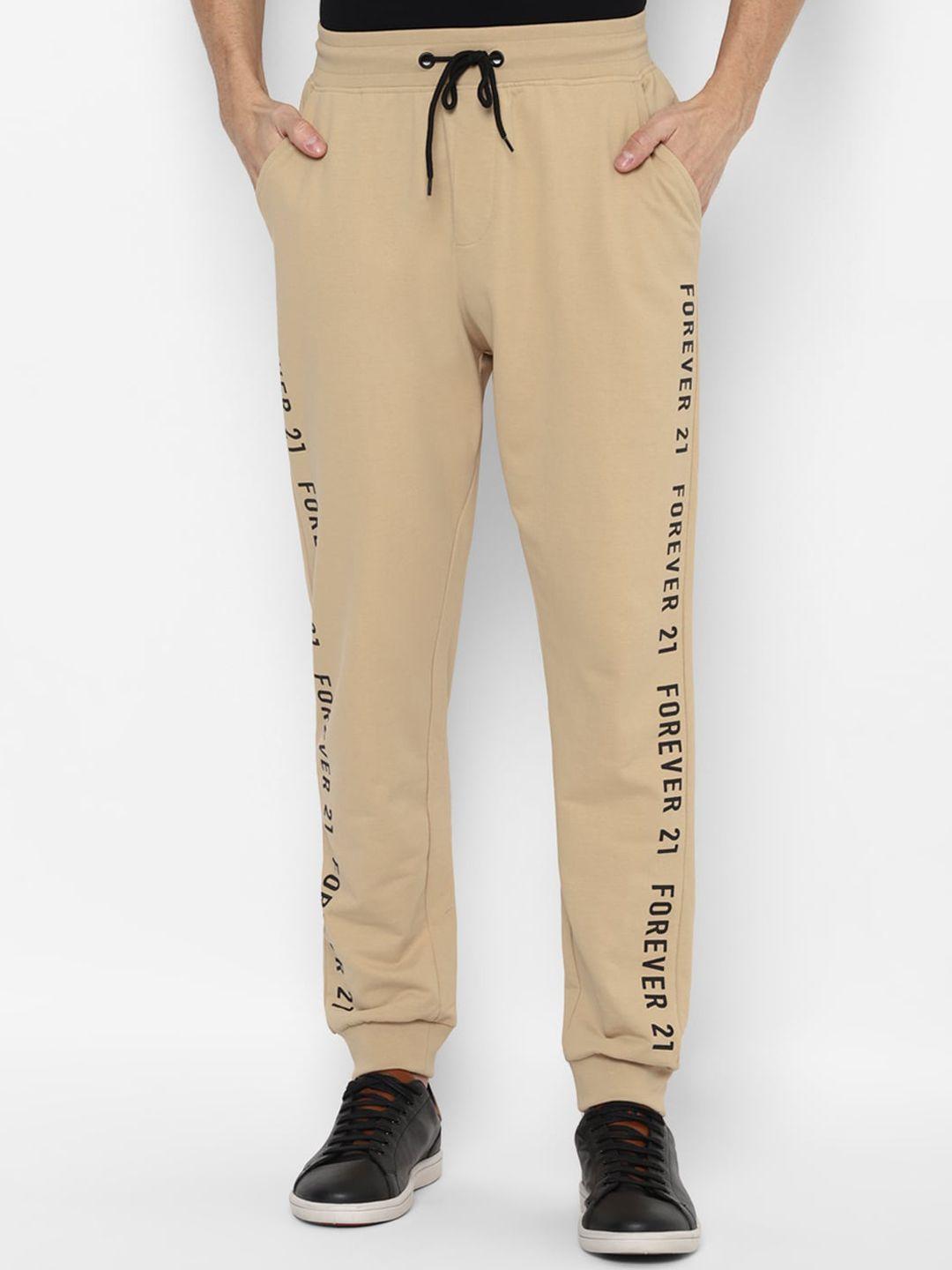 forever 21 men khaki printed joggers trousers