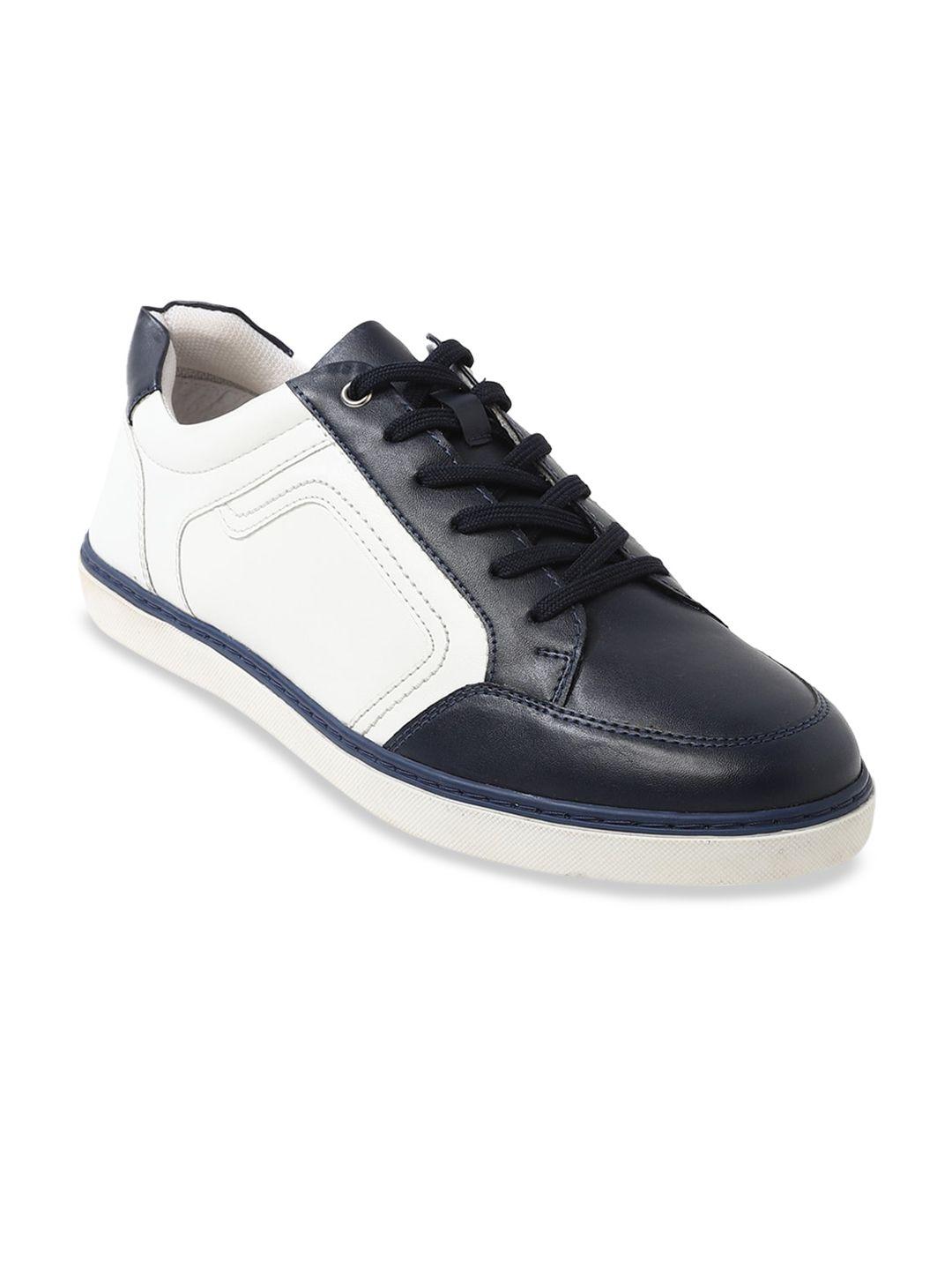 forever 21 men navy blue colourblocked pu sneakers