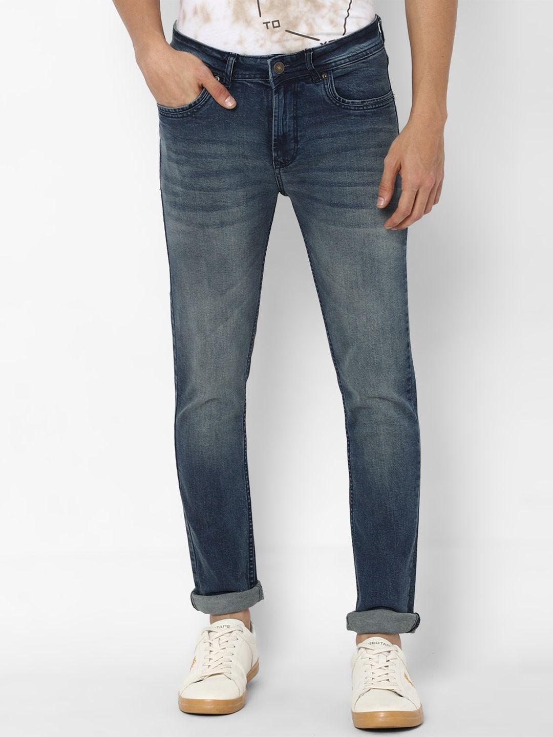 forever 21 men navy blue heavy fade jeans