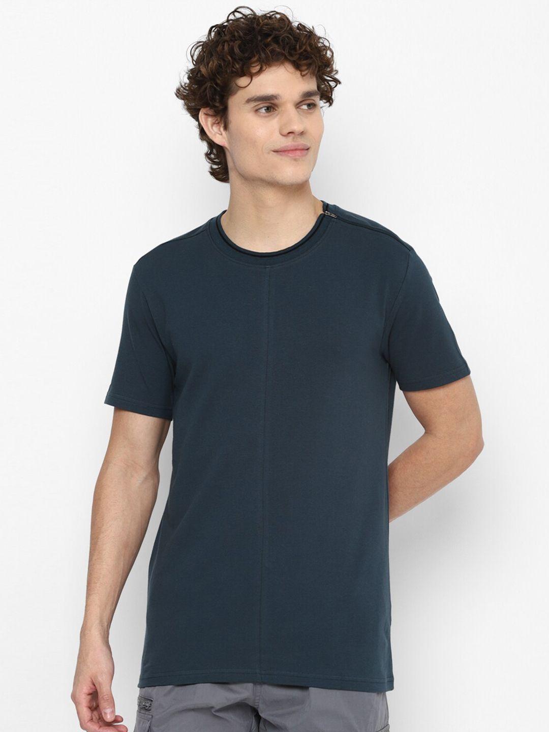 forever 21 men navy blue solid t-shirt