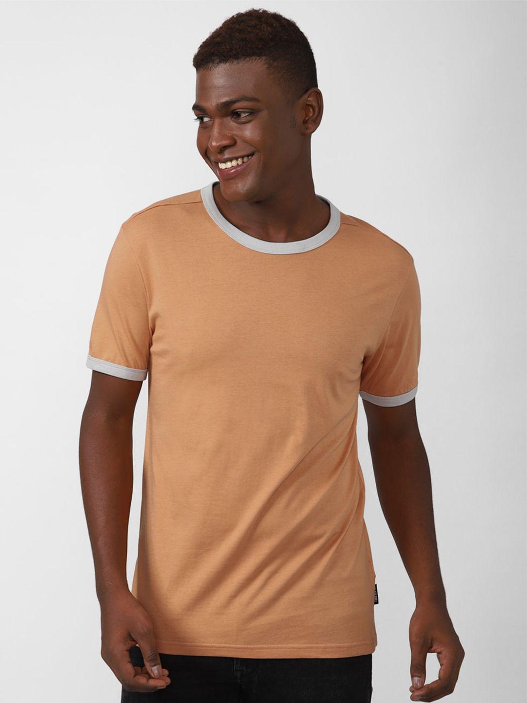 forever 21 men orange solid t-shirt