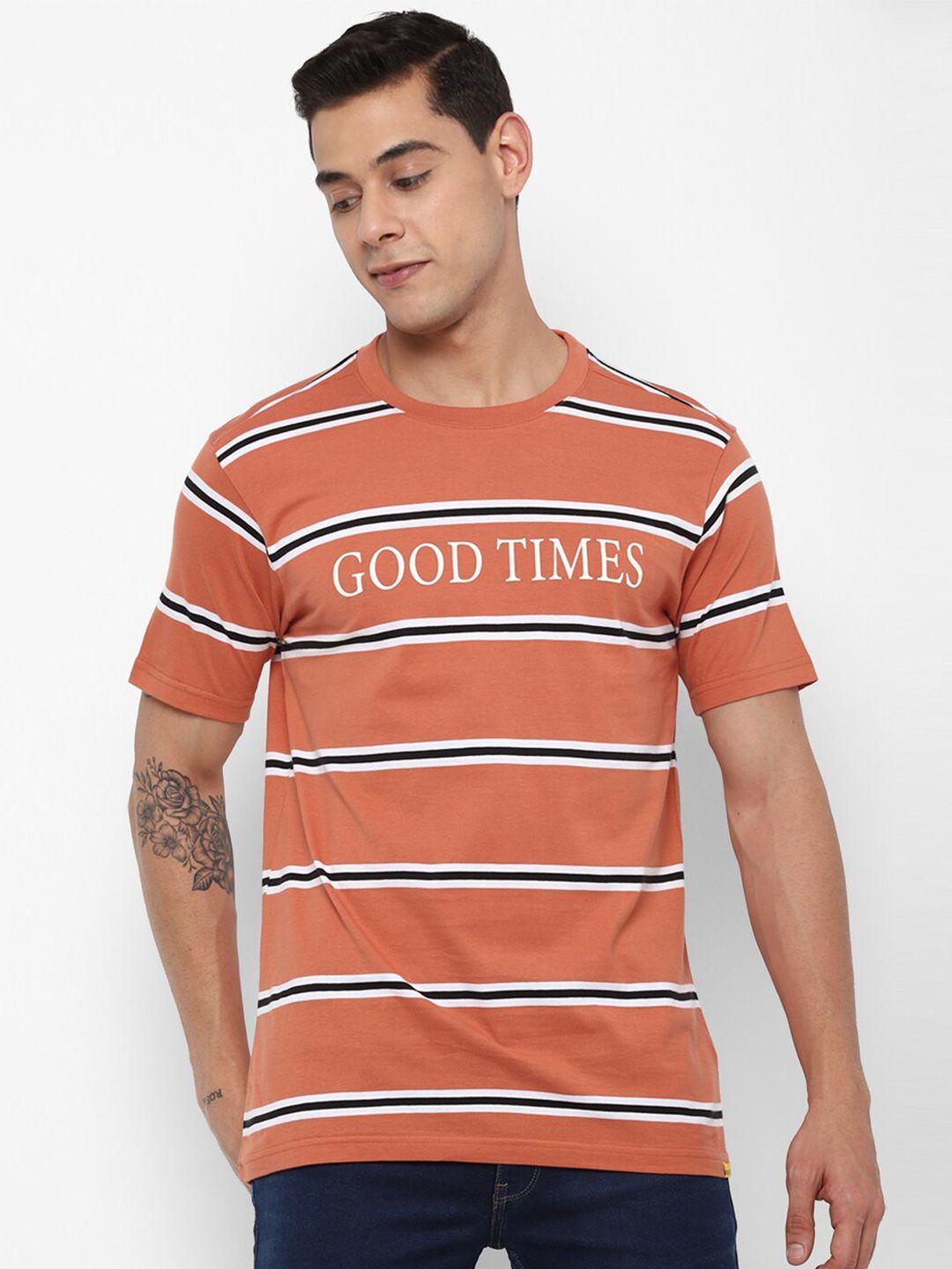 forever 21 men orange striped t-shirt