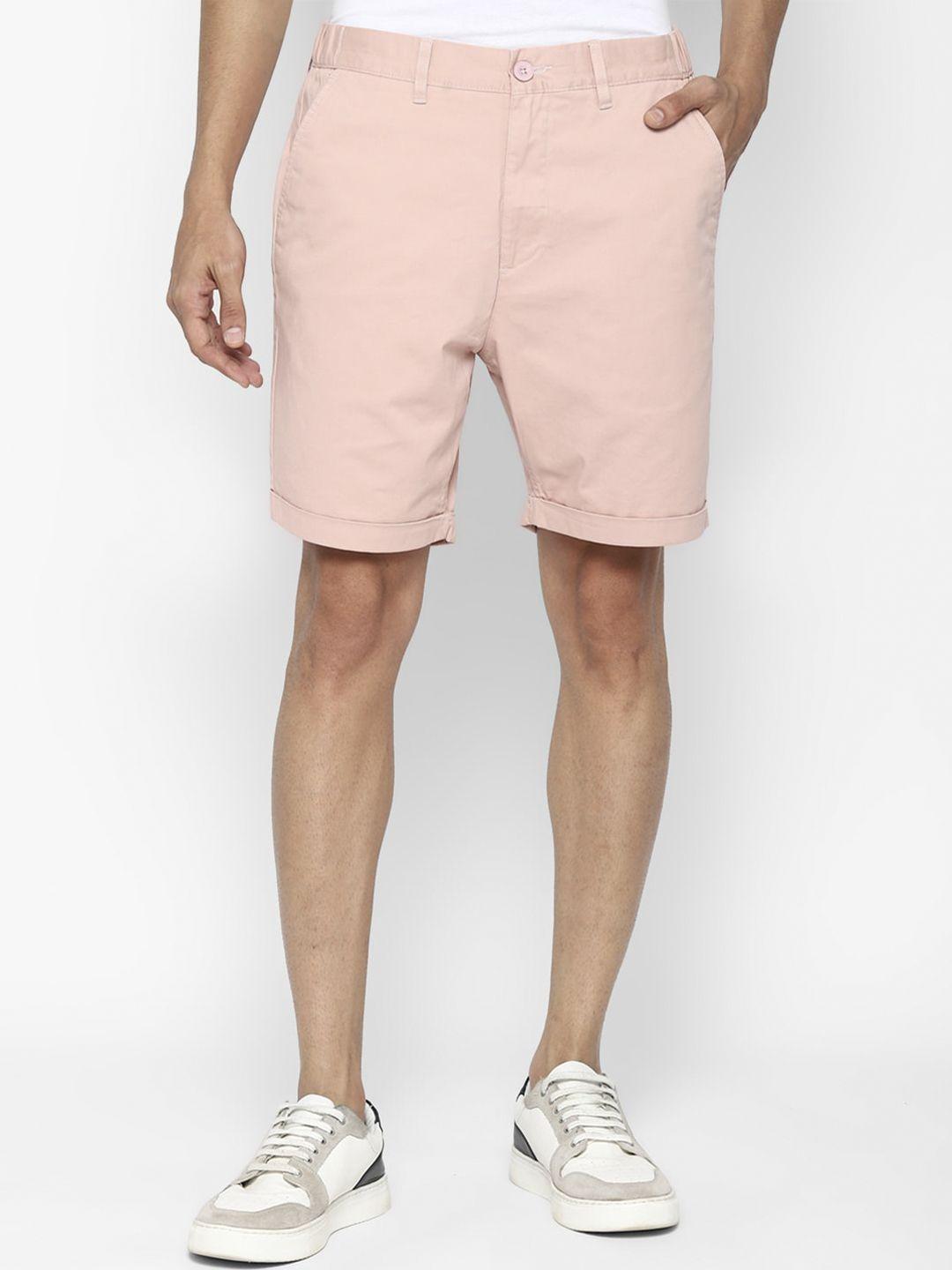 forever 21 men peach-coloured cotton shorts