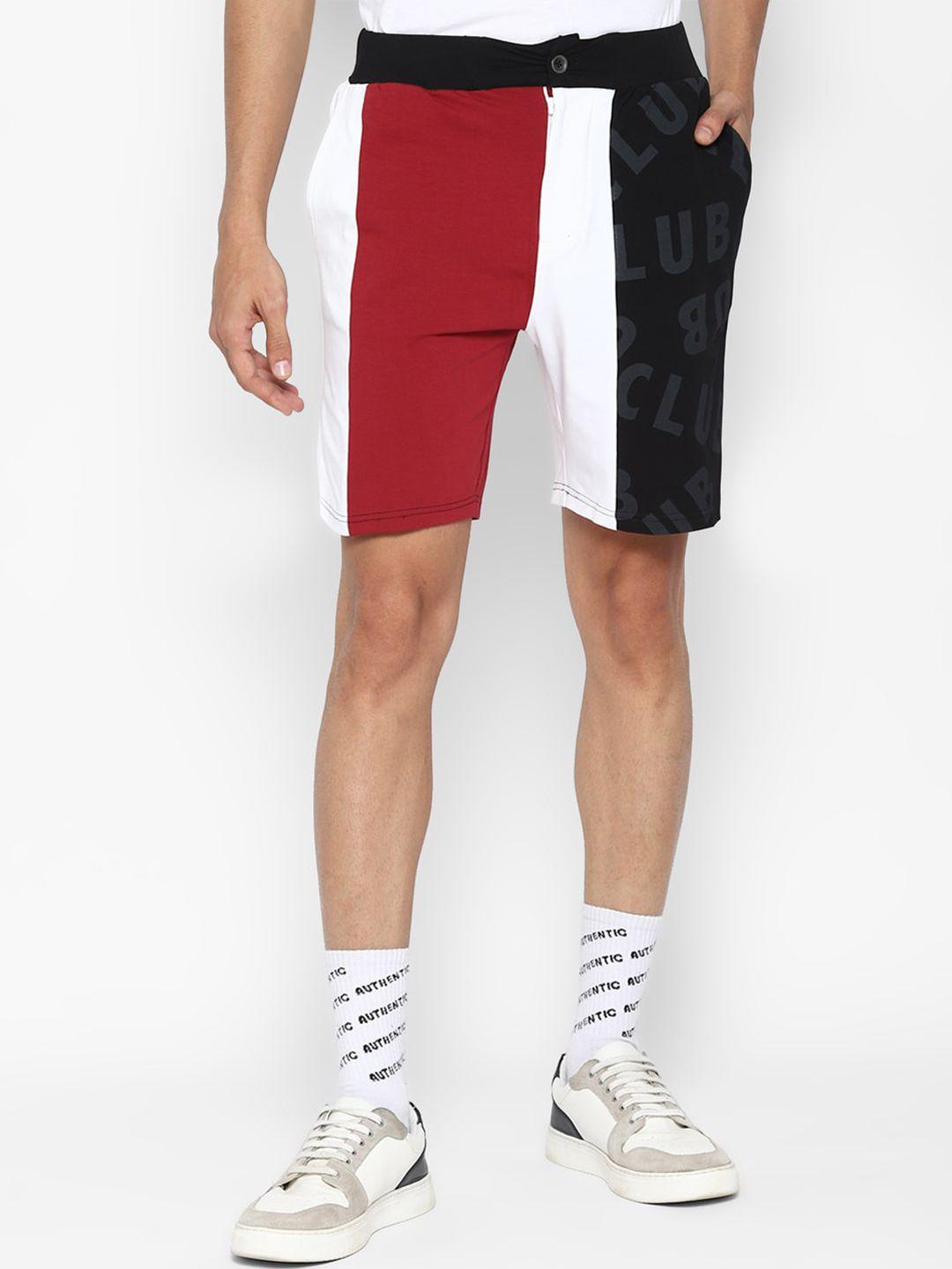 forever 21 men red colourblocked cotton sports shorts