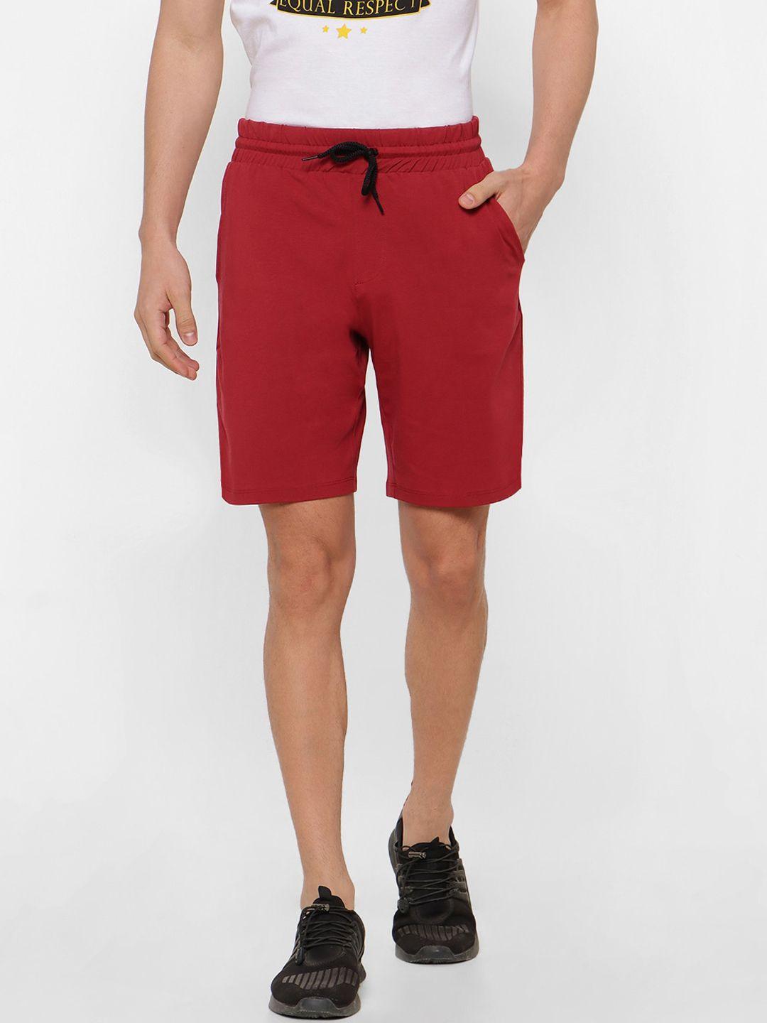 forever 21 men red mid-rise sports shorts