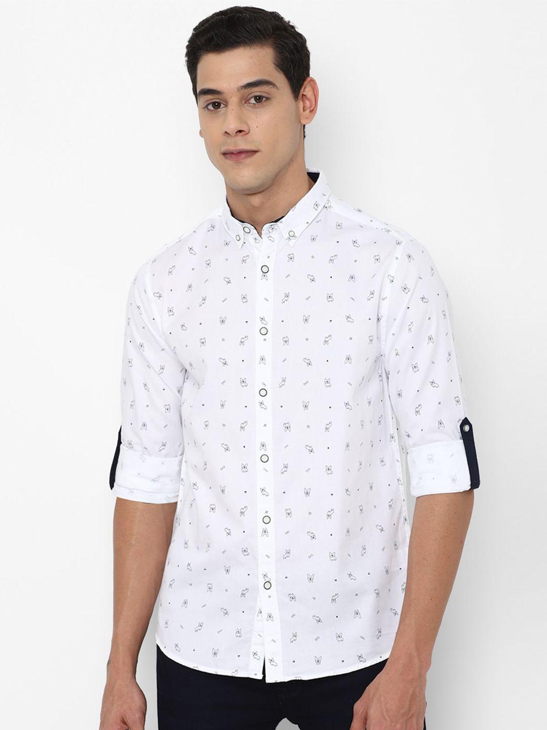 forever 21 men white floral printed pure cotton casual shirt