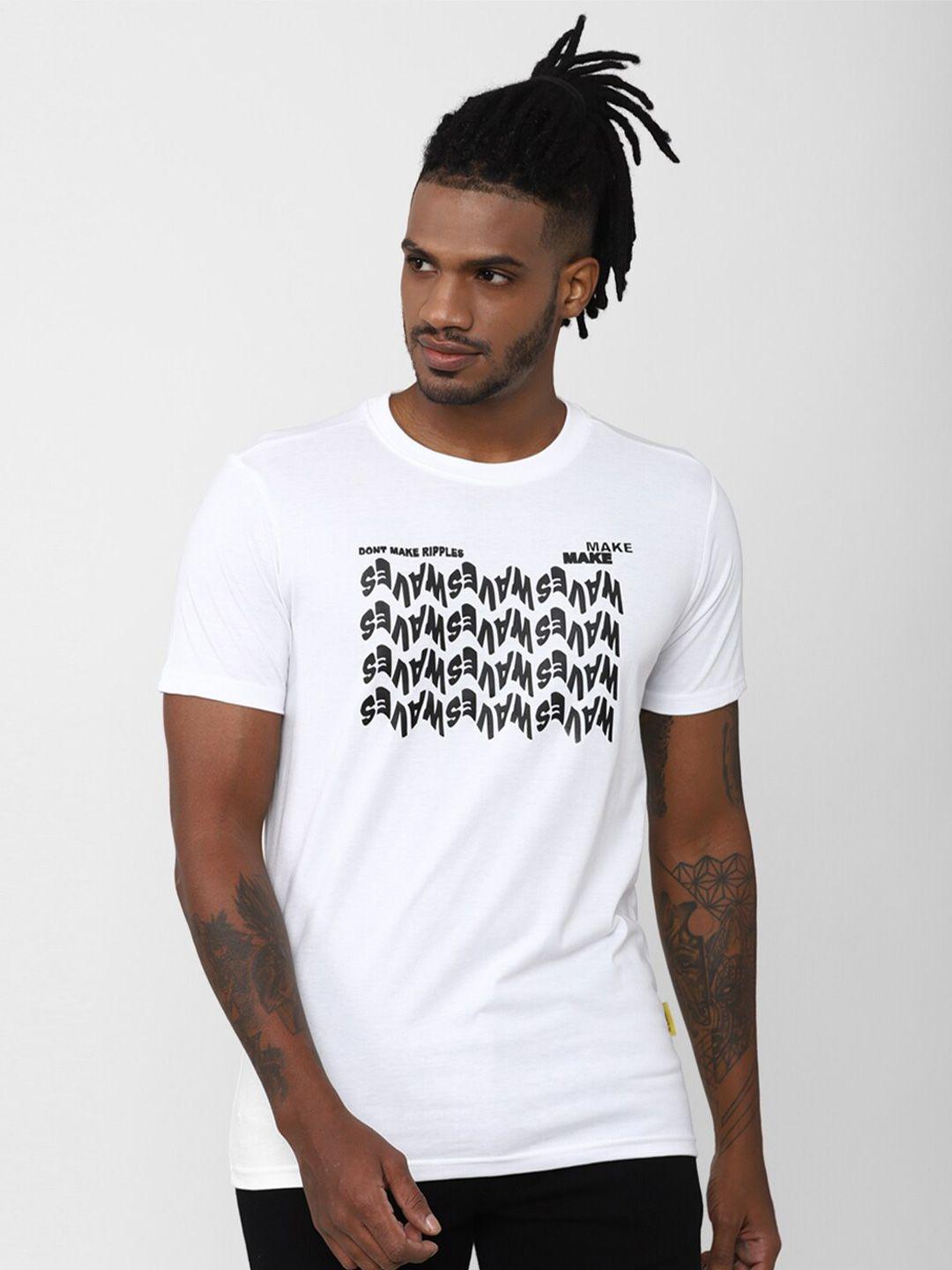 forever 21 men white typography printed t-shirt