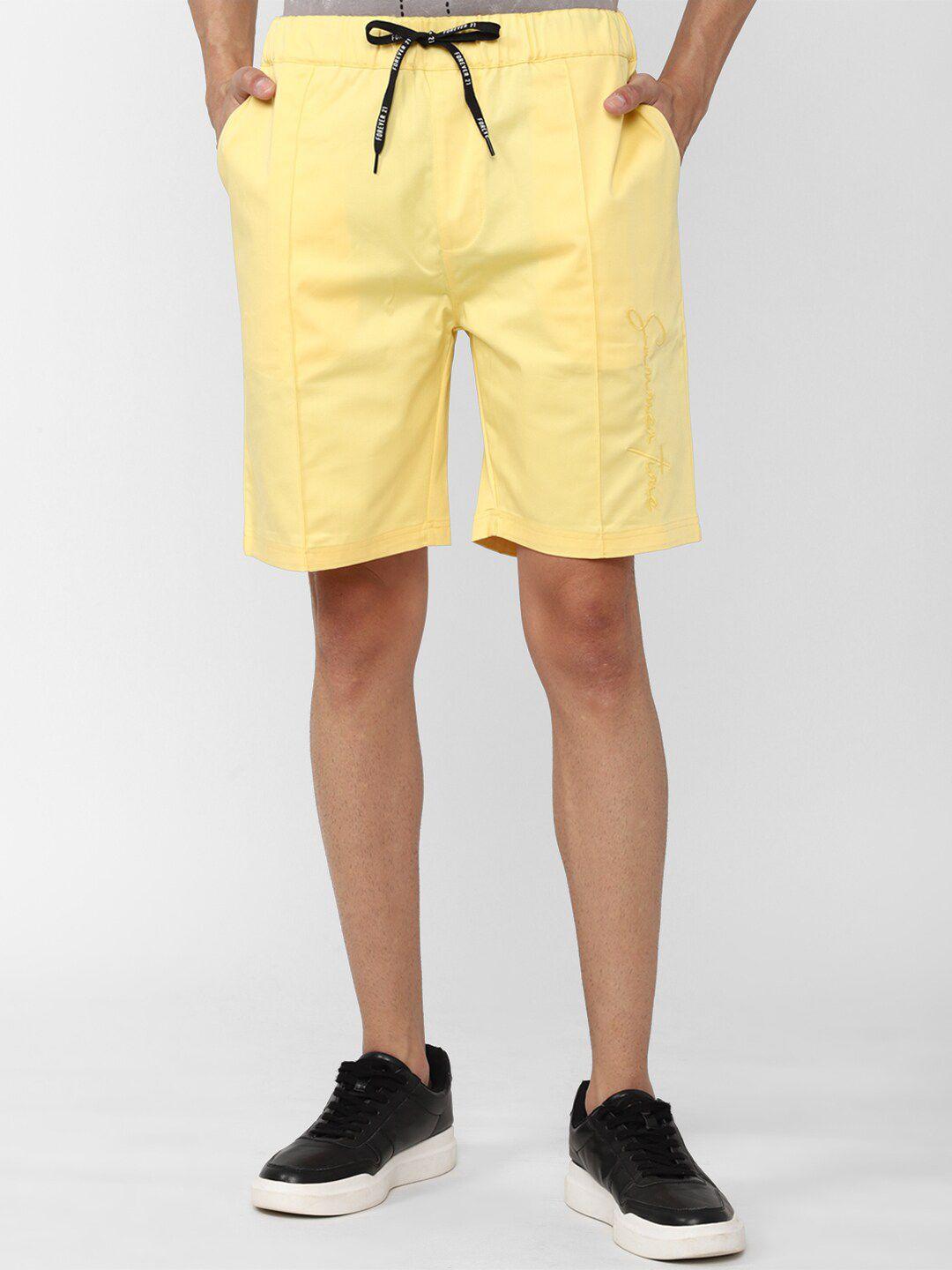 forever 21 men yellow cotton shorts