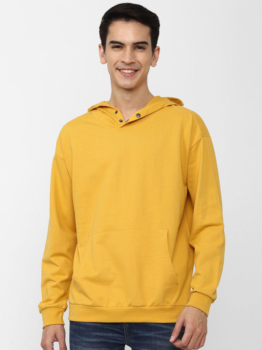 forever 21 men yellow hooded solid sweatshirt