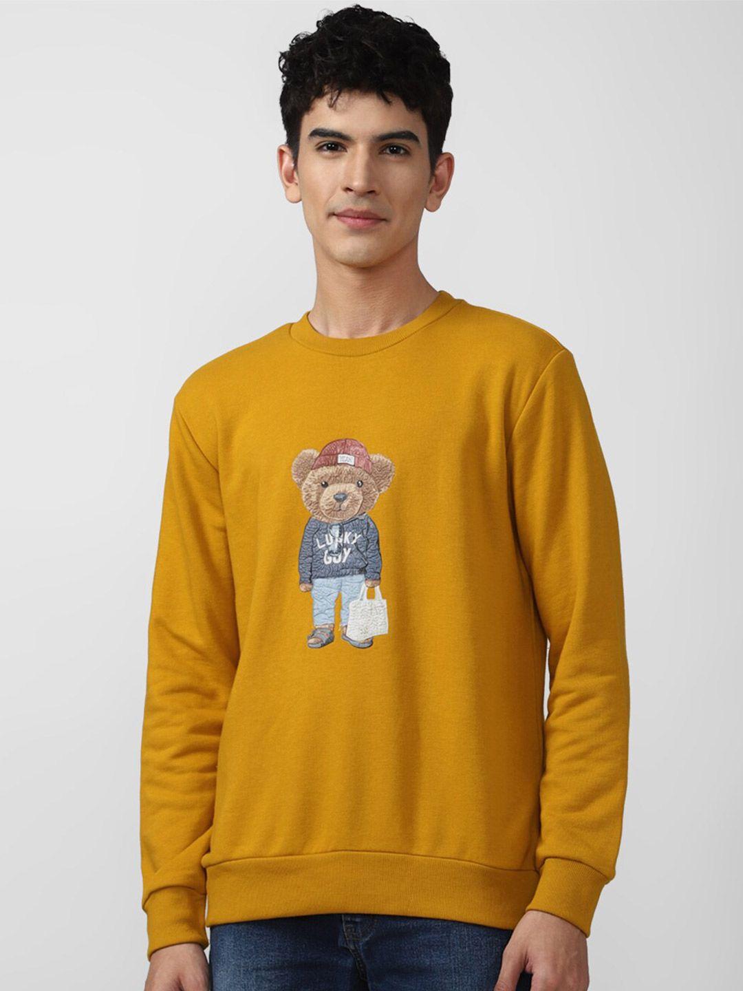 forever 21 men yellow printed cotton sweatshirt