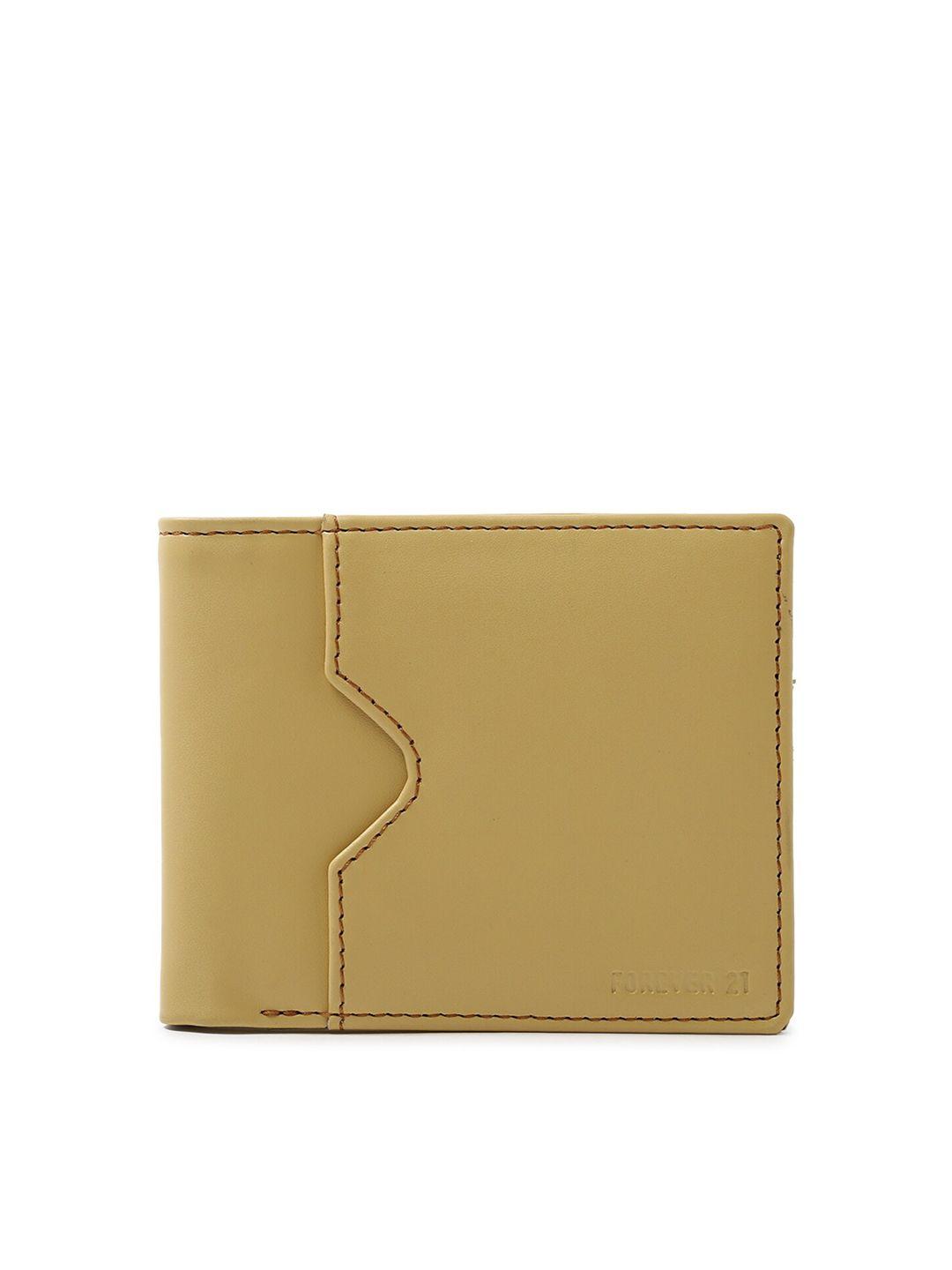 forever 21 men yellow solid pu two fold wallet
