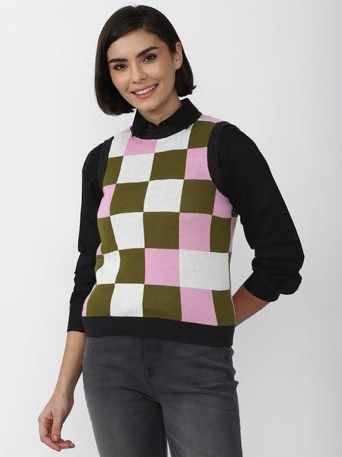 forever 21 multicolor cotton checks sweater vest